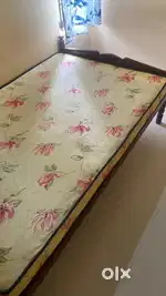 Double cot (bed) with mattress.