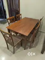 Wooden Dining Table with 6 Cushioned Chair