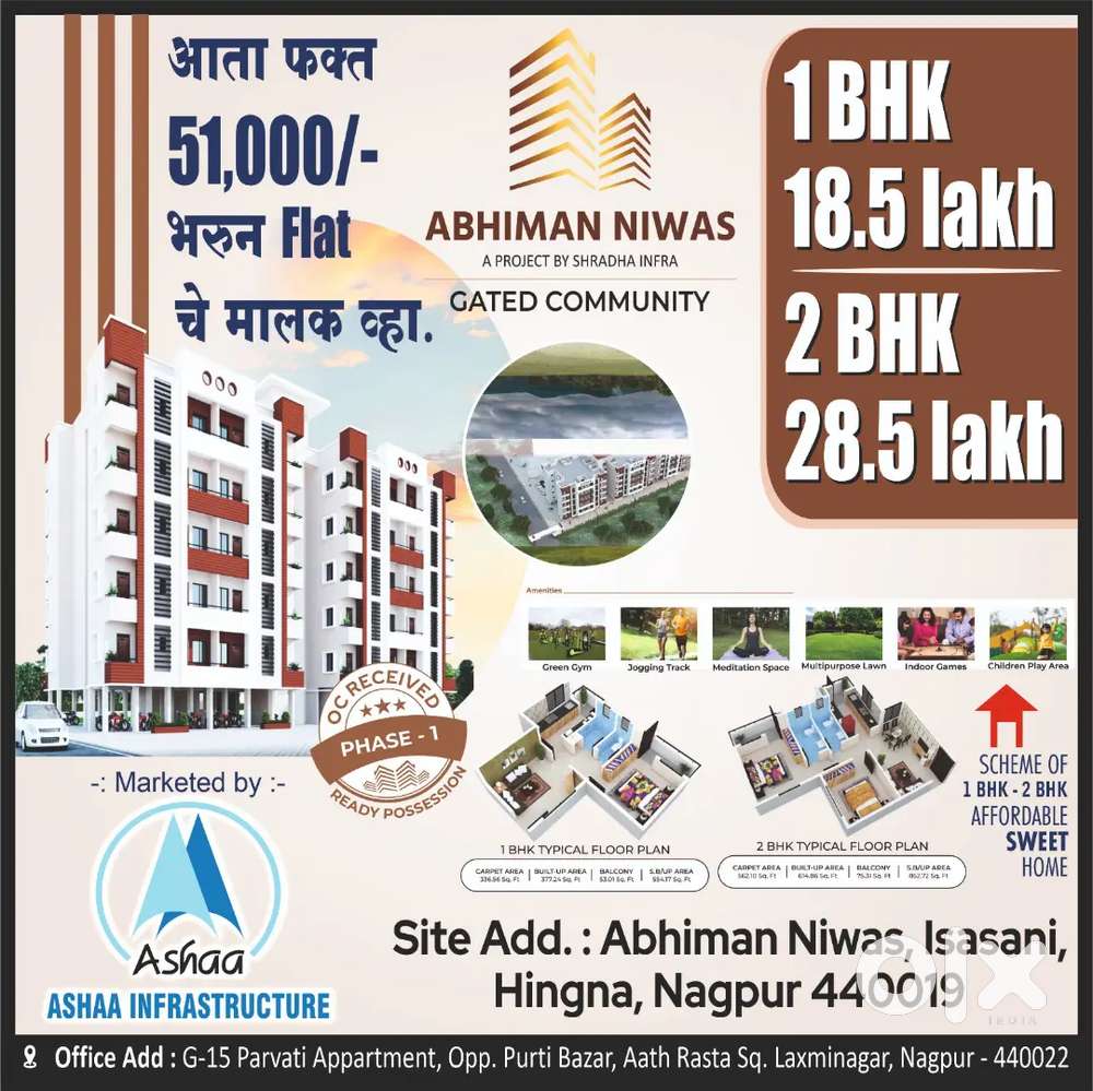 Luxurious township at isasani ready to move 1 bhk and 2 bhk f