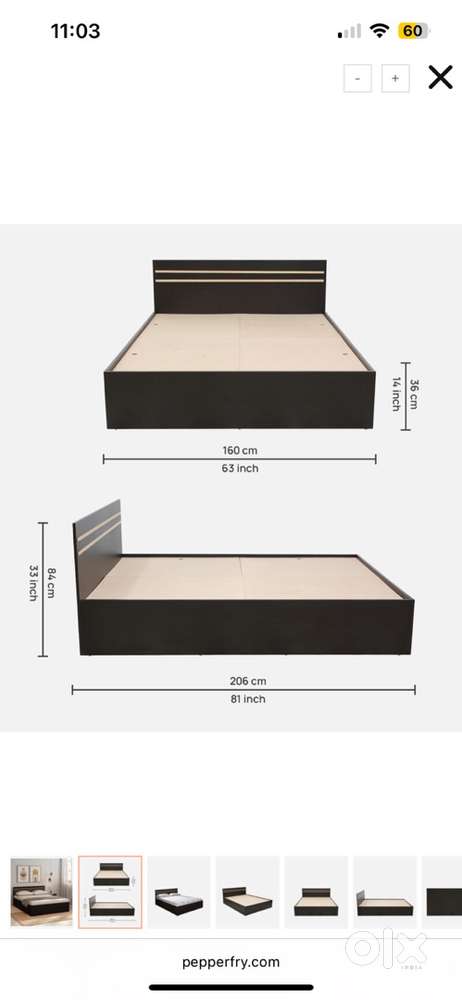 Queen Size Bed with Box Storage – Wenge Finish (Used, Good Condition)