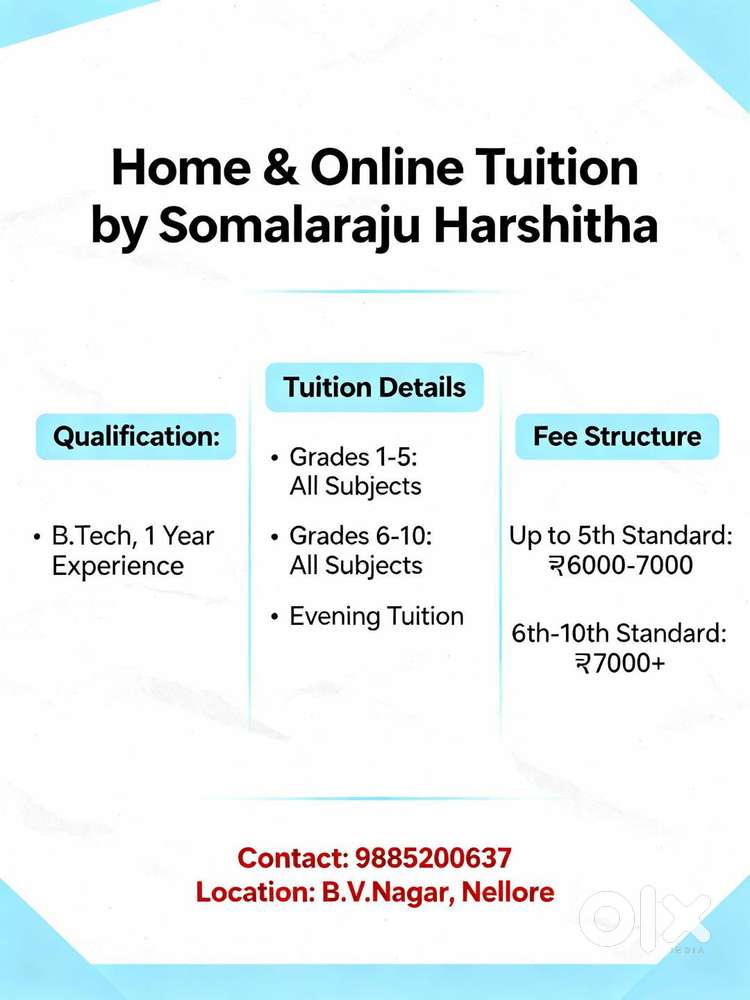 Home tutions for 1 to 10th classess