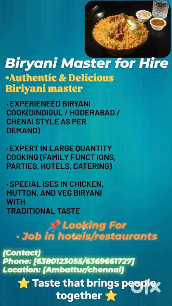 Experienced Biryani Master Seeking Job