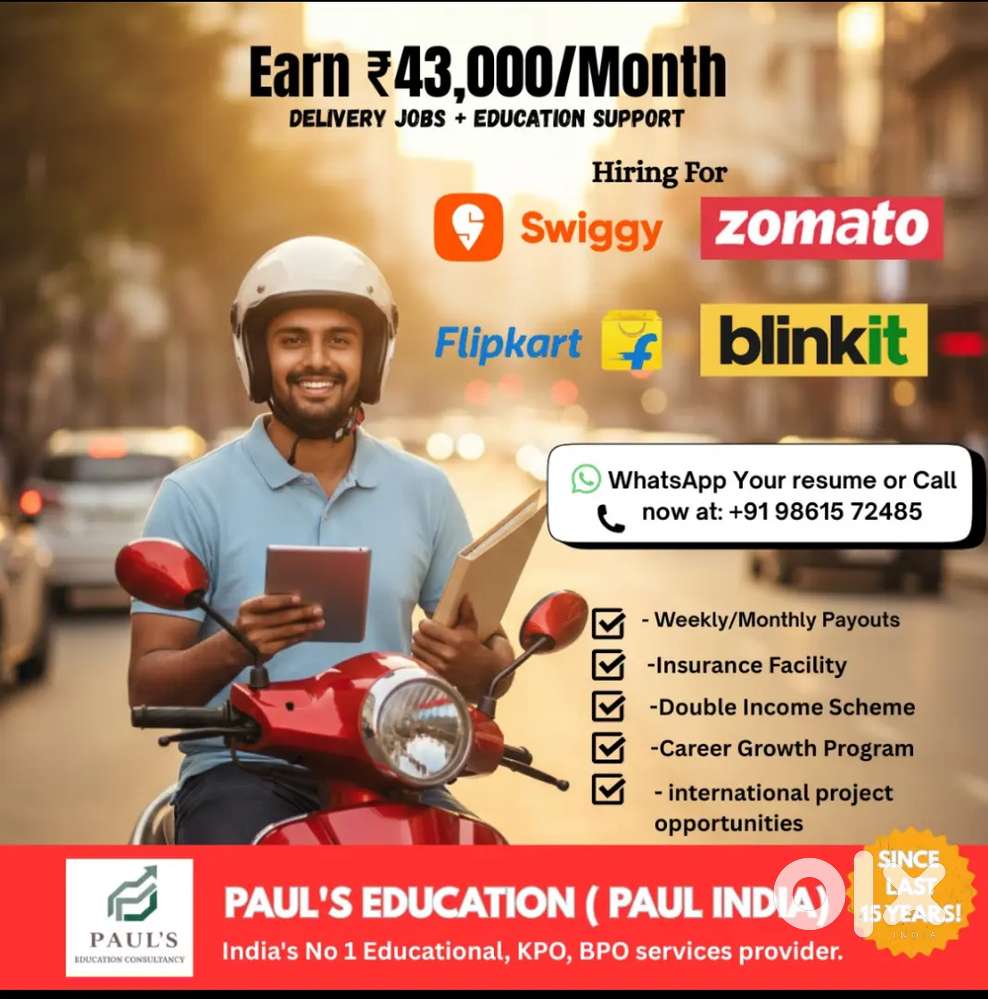 Delivery Executive cum Education work from home