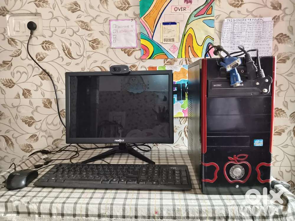 Computer( 2 monitors, keyboard , mouse , webcam, CPU, connecting wires