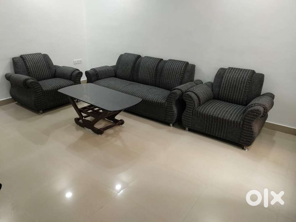 5-Seater Sofa with Glass Centre Table- Modern & Comfy