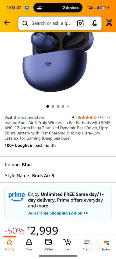 Realme Air 5 , earbuds orignal price 2999