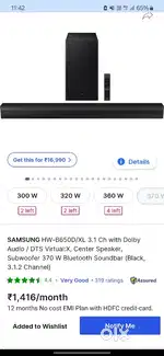 Samsung 3.1 soundbar 650d