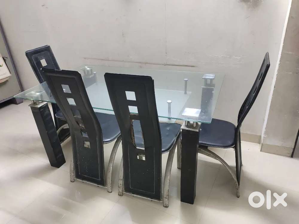 Glass top Dining table with 4 chairs