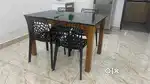 Wooden Dining Table with glass top