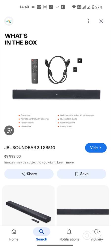 JBL Cinema SB510 New Soundbar