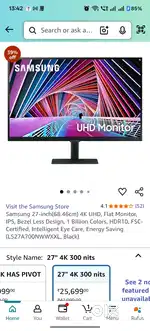 Samsung 27 inch 4k UHD Monitor Just Unboxed

With all packaging 
Jus