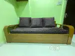 3-Seater Teak Wood Sofa-Cum-Bed with Storage – For Sale