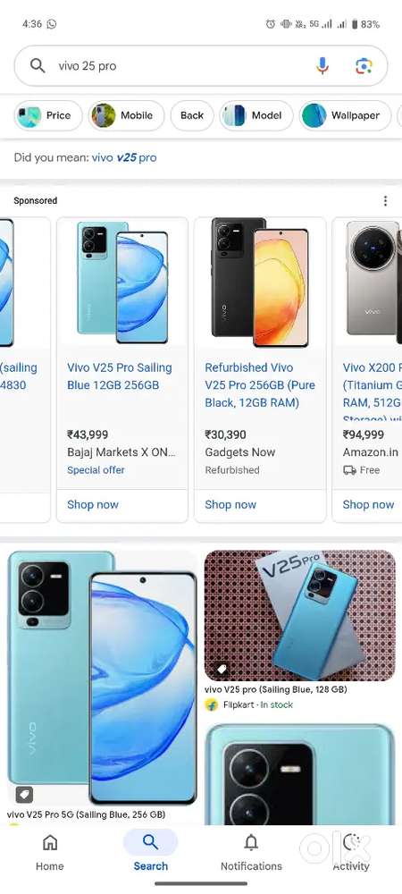 Vivo 25 pro new condition black color no problem all accessories