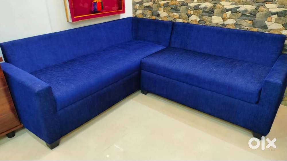 Elegant L-Shaped Blue Sofa Set(price negotiable)