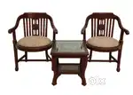 CHAIRS WITH CENTRE TABLE AND STEEL ALMIRA