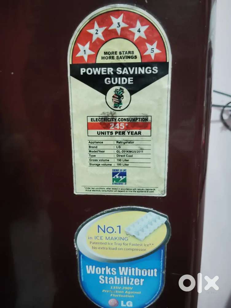 LG 190 LTR FRIDGE 5 STAR Good condition
