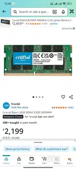 Crucial Basics 8GB DDR4-3200 SODIMM