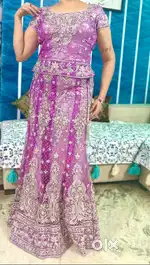 Dreamy soft net lehanga with zardozi hand work all over front & back
