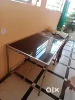 Granite top table, steel base