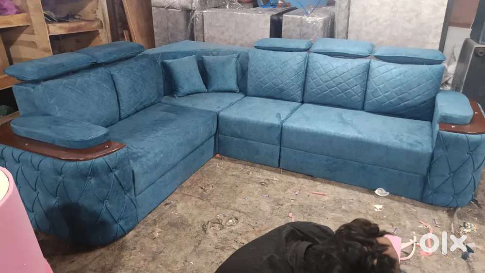 L shape sofa set with designing handle and beautiful design