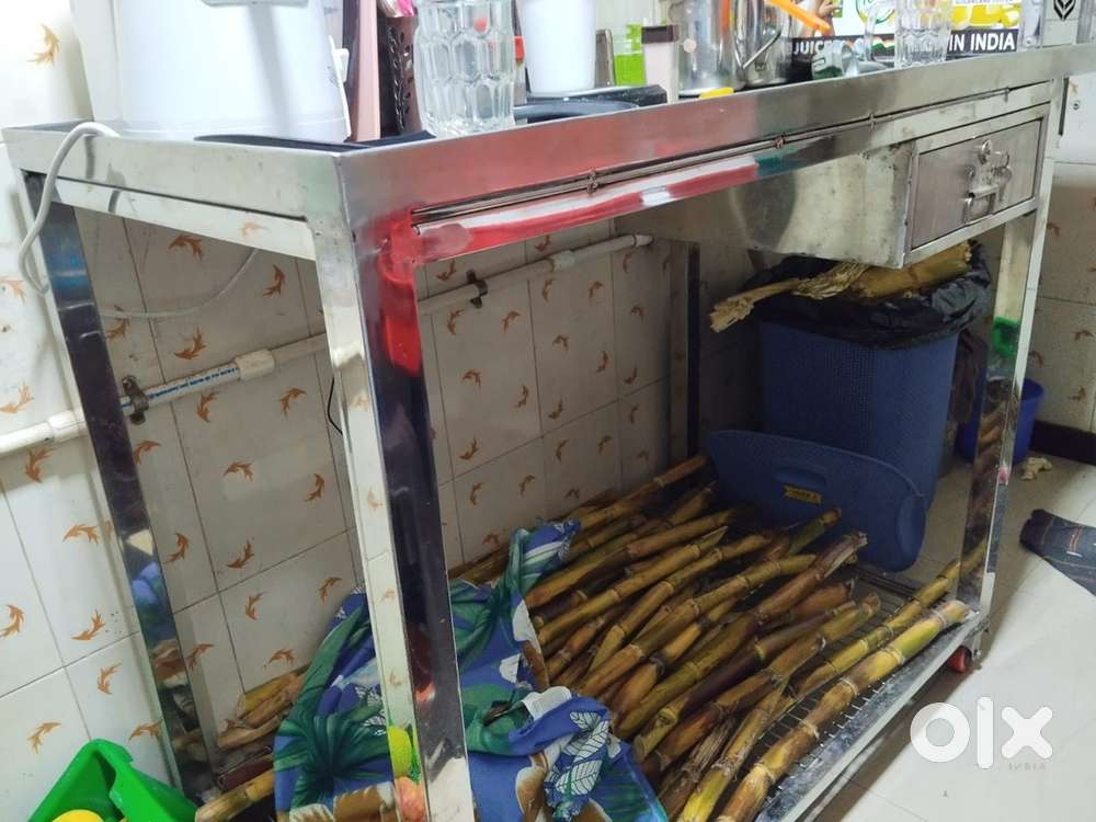 Stainess Steel table 2ft x 4 ft with 3 plastic stool and 6 chairs