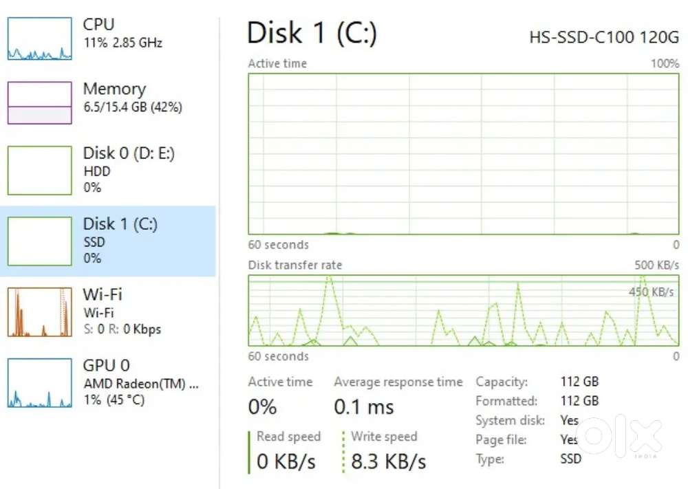Desktop computer with keyboard, mouse, UPS and monitor