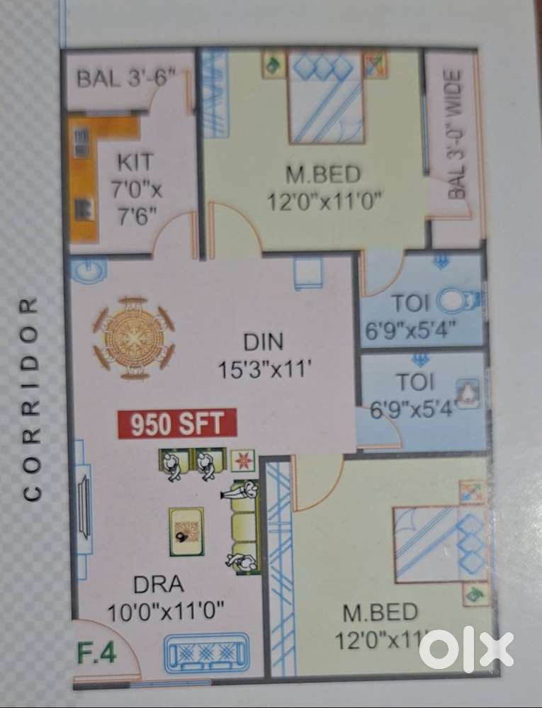 2 BHK Flat @ Nallagandla cost of 70 Lac