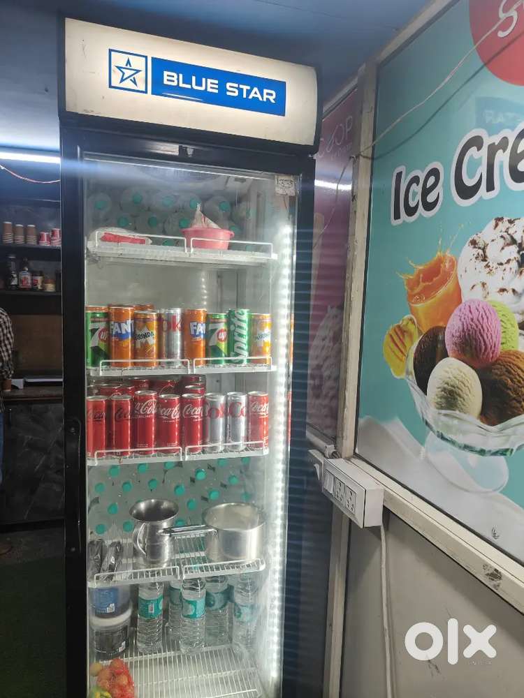 Glass door fridge blue star