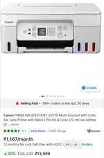 Canon inkjet printer, g3770  14k orginal price