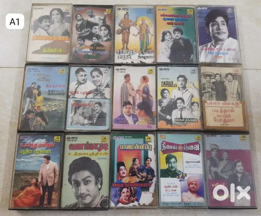 TAMIL OLD SONGS AUDIO CASSETTES MGR SIVAJI 110 Qty ORIGINAL HMV TAPES