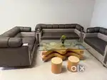 10 seater sofa set with table ,Beige and brown in color,