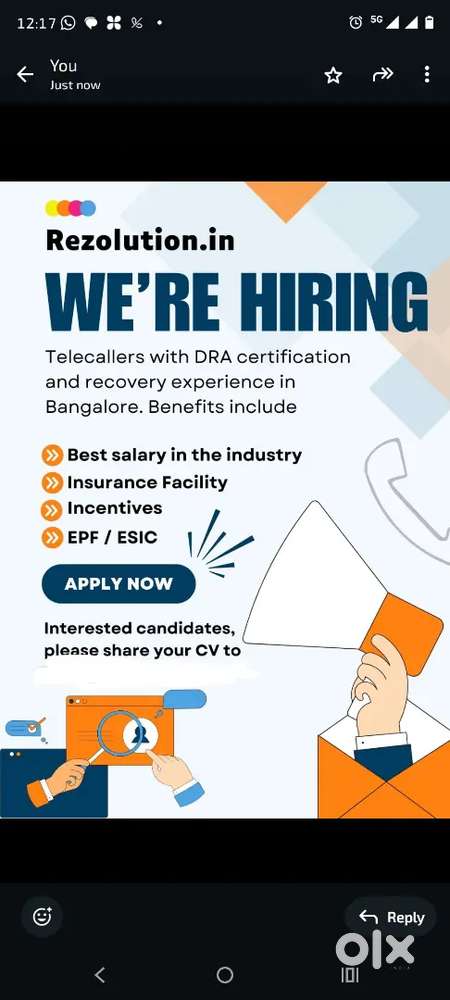 Telecallers with DRA certification and recovery experience in Bangalor