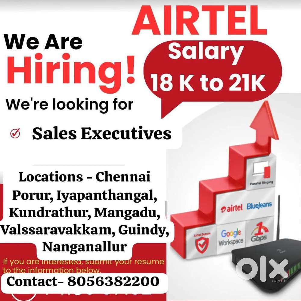 Airtel Xstreame Fibernet Field sales executive job