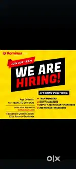 Day & night shift work , pizza maker , delivery boy, counter