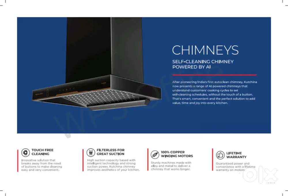 Kutchina AI-Powered Kitchen Chimney - Filterless, Autoclean