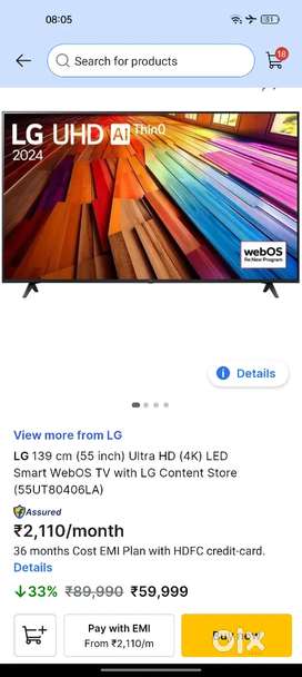 LG 55 INCHES ANDROID TV  4K GOOGLETV DOLBY AUDIO