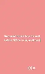 Office Boy helper for real estate Office in janakpuri
