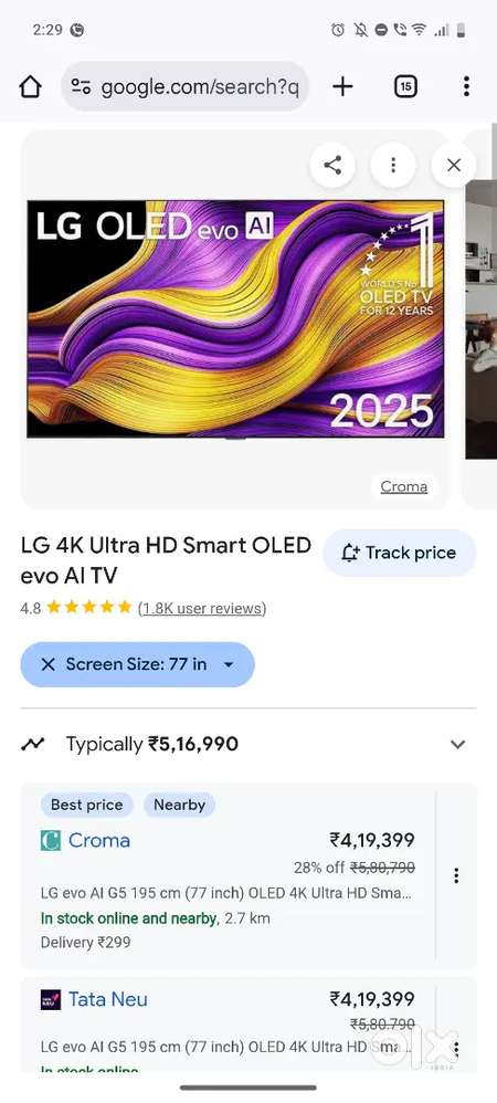 Lg g4 77inch oled