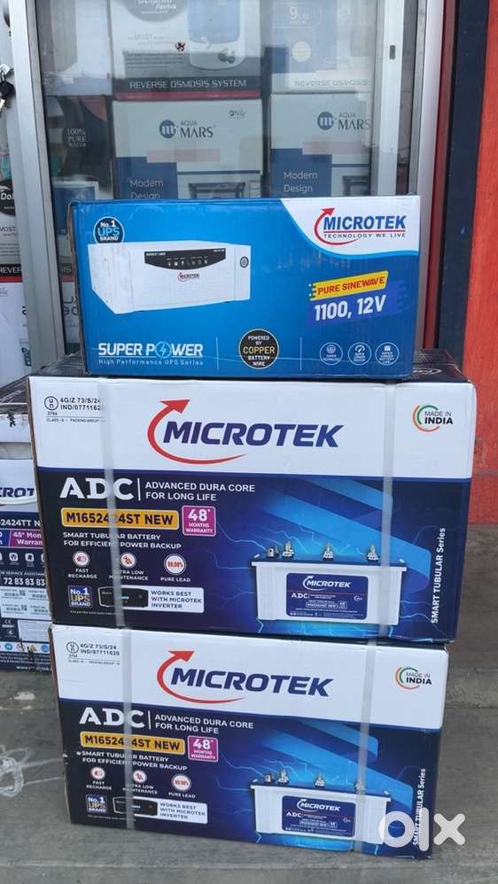 Brand new 1100va & 100ah microtek sine wave inverter tubular battery.
