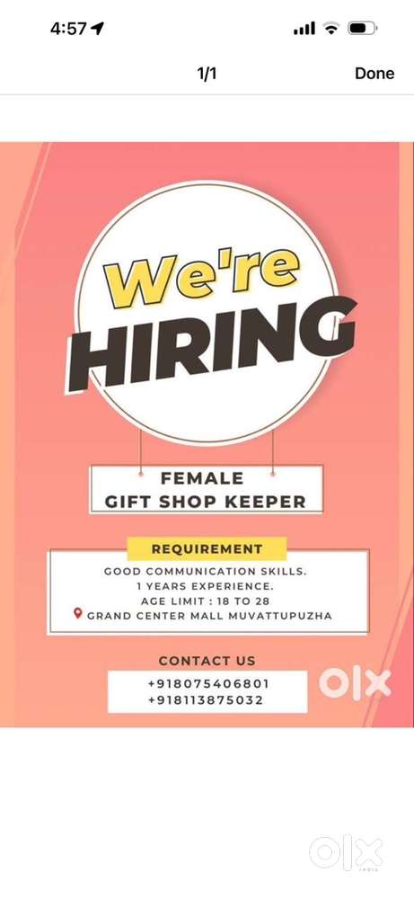 Sales staff  for gifts shop