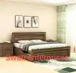 New 6*6 wooden double bed with storage box
