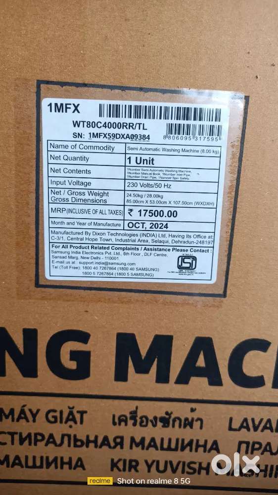 Samsung washing machine with company packing