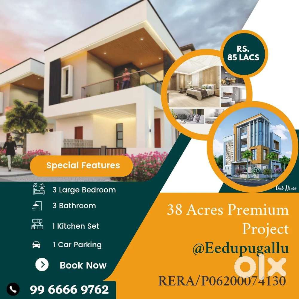 New 3BHK Duplex @Eedupugallu Luxurious Gated Community