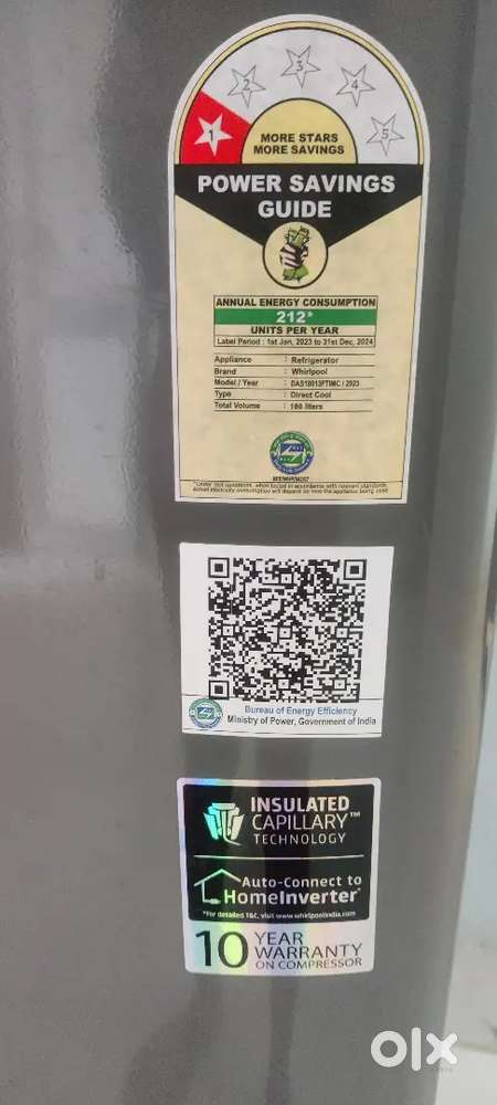 Whirlpool single door fridge