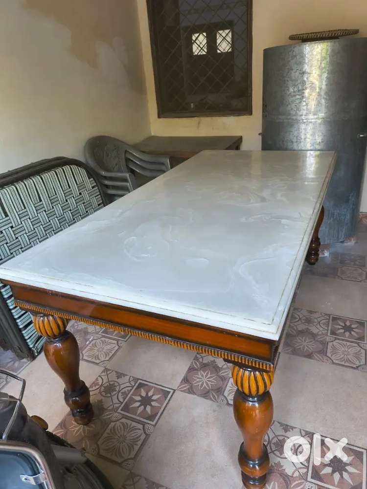 Marble dining table six seater