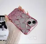 IPHONE 15 PLUS PREMIUM PHONE CASE ( SILVER / PINK ) VERY RICH LOOKING