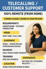 Work From Home Part-Time / Full-Time Telecalling Job – Daily Income