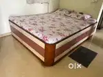 Wooden bed.