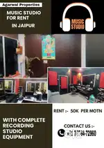 Furnished Music studio space for rent with full equipments