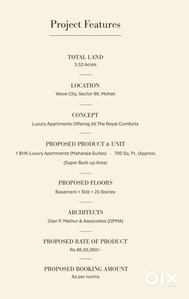 1bhk with 25k/mo assured rental sector 99